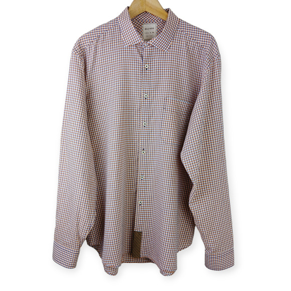 Billy Reid SZ XL White Blue Orange Check Button Down Shirt Lightweight Cotton - Picture 2 of 6